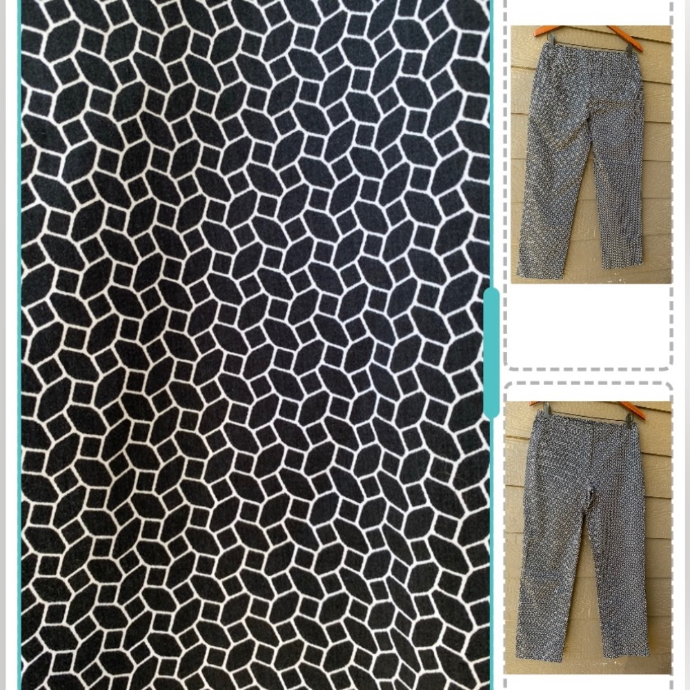 Talbots Black Geometric Pattern Pants (Stretch), … - image 1